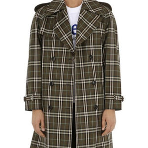 Burberry Reversible Green Check Twill Coat